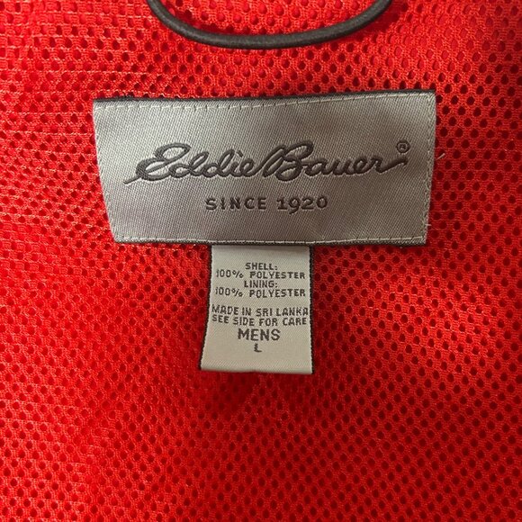 Eddie‎ Bauer Windbreaker Jacket Mens L Red Hooded Lightweight Rain All Weather - Picture 3 of 12